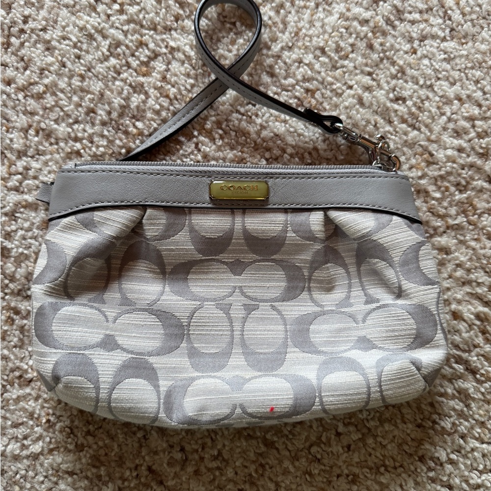 Coach Gray Circular Pattern Wristlet - image 1